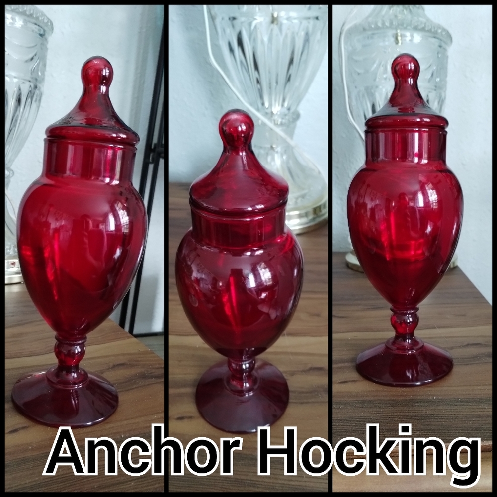 Anchor Hocking Vintage red glass with lid